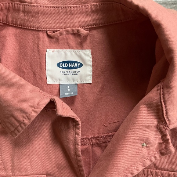Colorful Oversized Denim Shirt/Jacket, Old Navy Size Large—Light Coral/Pink - Picture 9 of 12
